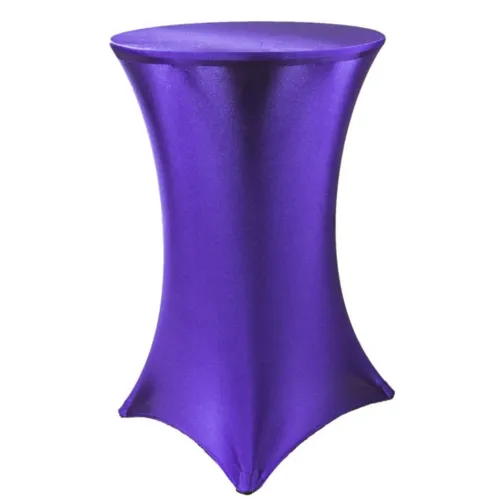 Стол коктейльный деревянный 1.1х0.7 с фиолетовым чехлом (обтягивающий - стрейч)