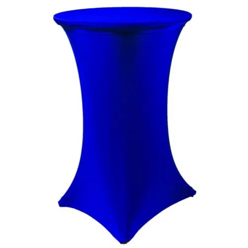 Чехол синий (обтягивающий - стрейч) с коктейльным столом деревянный 1.1х0.7