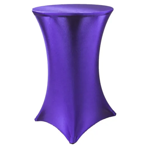 Чехол фиолетовый (обтягивающий - стрейч) с коктейльным столом деревянный 1.1х0.7