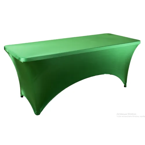 Зелёный стрейч чехол с прямоугольным столом