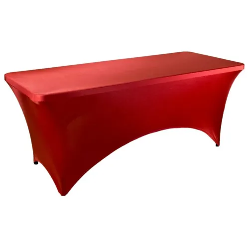 Красный стрейч чехол с прямоугольным столом