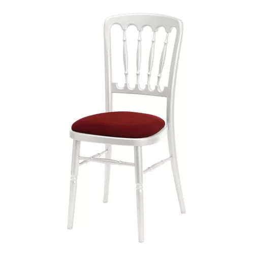 Деревянный белый стул "Наполеон" красная подушка