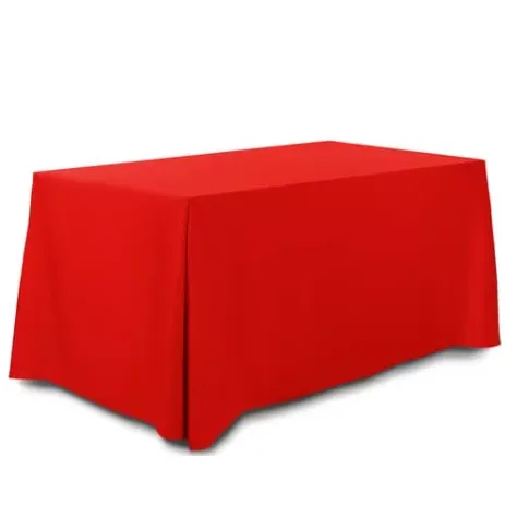 Стол прямоугольный 180*80см с красной скатертью 320х225 см 