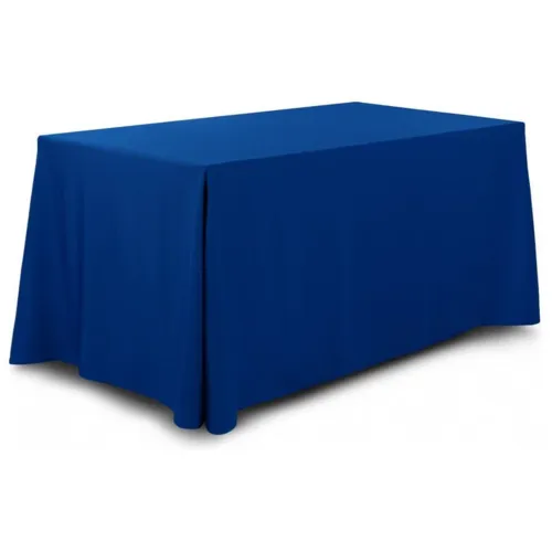 Стол прямоугольный 180*80см с синей скатертью 320х225 см 