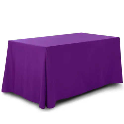 Стол прямоугольный 180*80см с лиловой скатертью 320х225 см 