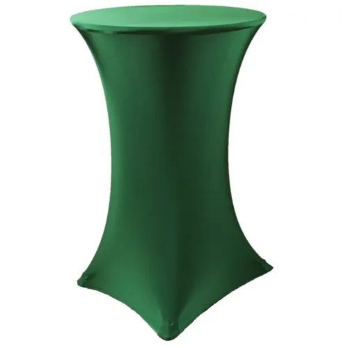 Чехол зелёный  (обтягивающий - стрейч) с коктейльным столом деревянный 1.1х0.7