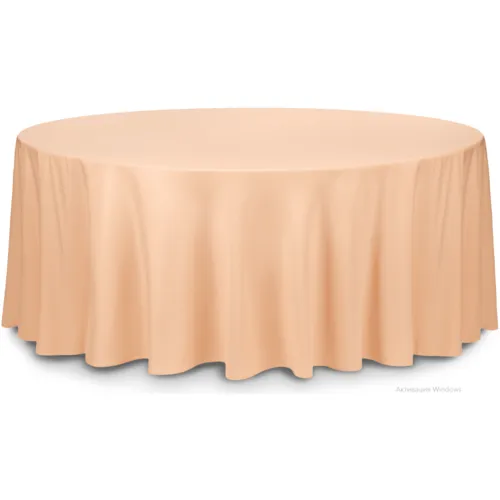 Круглая персиковая скатерть 3.3 м Профлайн с банкетным круглым столом Стелс диаметр 1,8 м