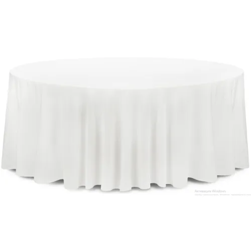 Круглая белая скатерть 3.3 м Профлайн с банкетным круглым столом Стелс диаметр 1,8 м